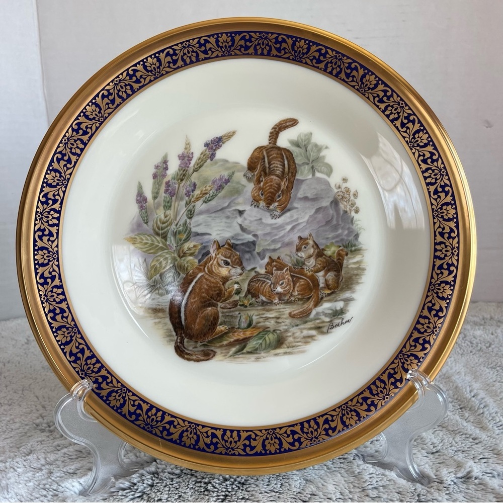 Vintage Plate Lenox Woodland Wildlife Eastern Chipmunk Made In USA